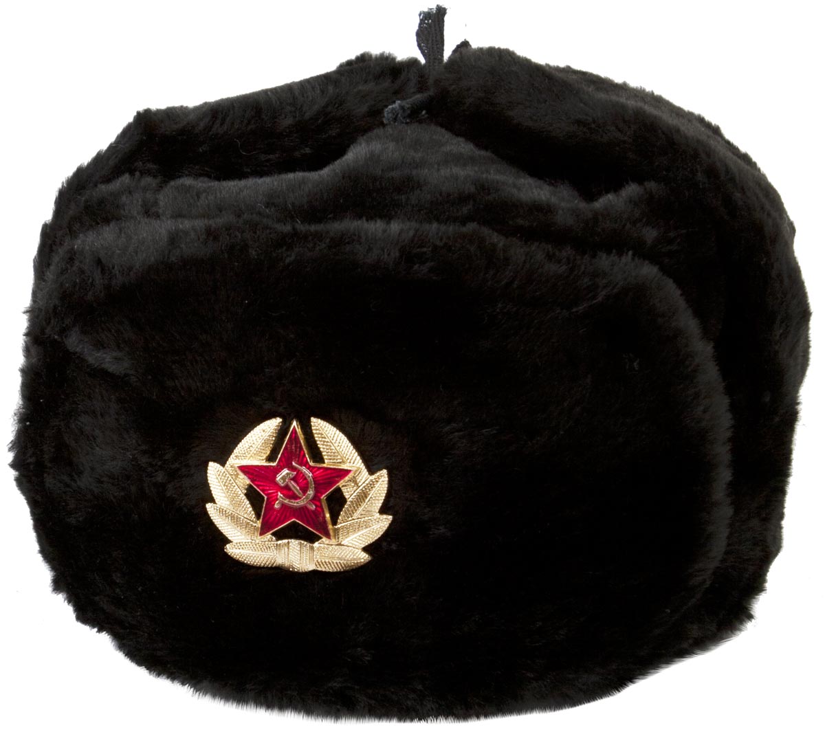 Russian Winter Hat Ushanka Black 59 Soviet Star