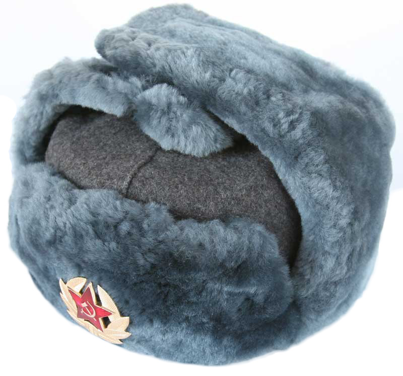 Authentic Soviet ushanka,Russian fur hat+2Badge Arctic version☆