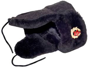 Russian Navy officer mouton ushanka hat. Black.