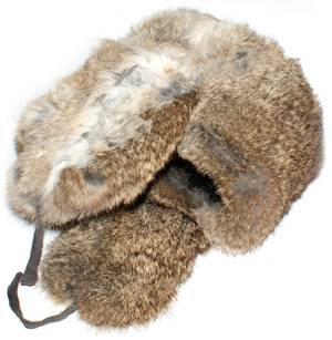 Rabbit fur ushanka winter hat. Brown. 4