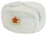 Russian ushanka winter hat. White fur.