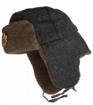 Bulgarian army soldier winter hat - Soviet WW2 model.